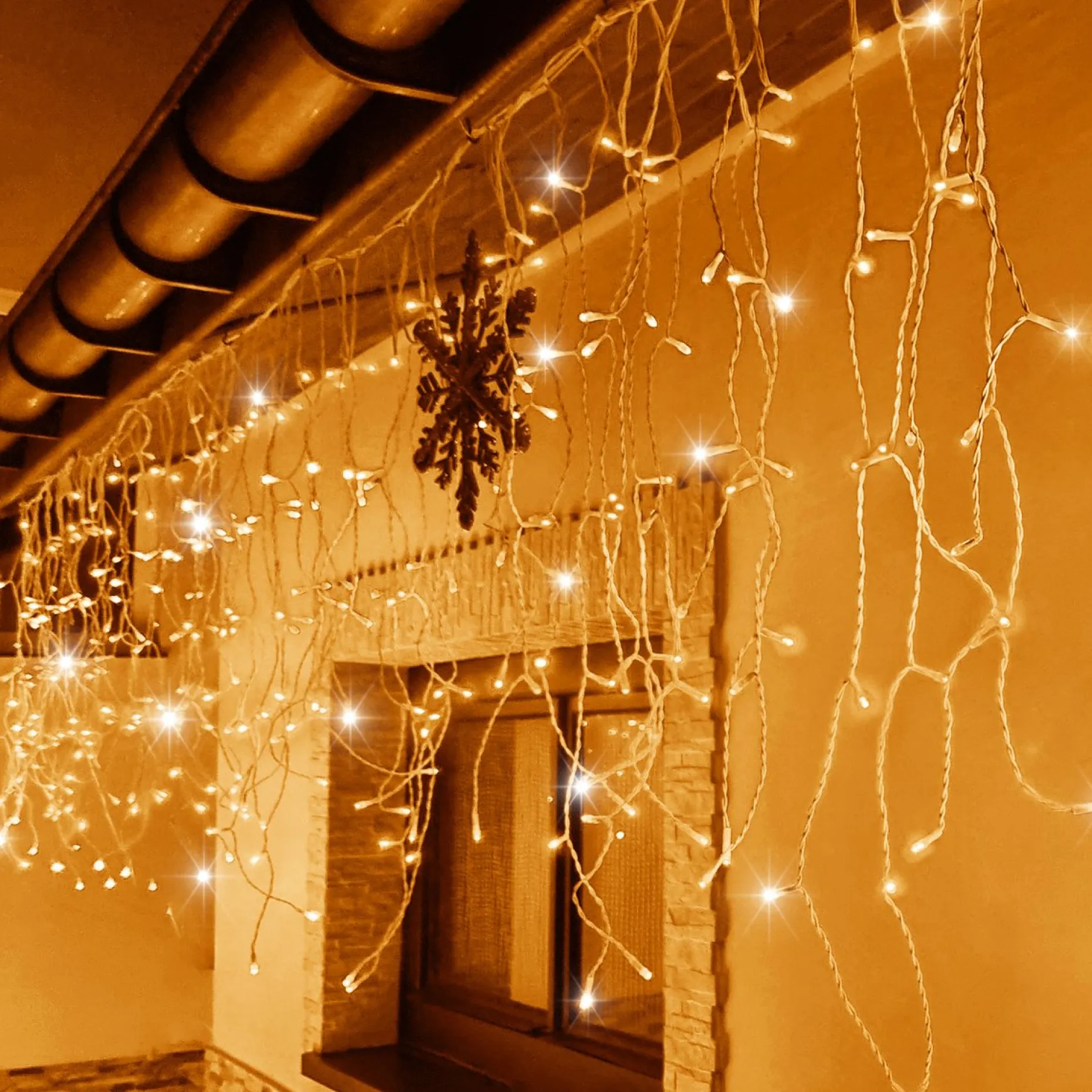 springos Lichtgordijnen^ Ijspegel Verlichting Buiten | Ijspegel Verlichting | Kerstverlichting Buiten | 12 M + 2.5 M Snoer | Connectable | 300 Led | Flash |