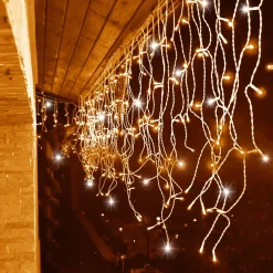 springos Lichtgordijnen^ Ijspegel Verlichting Buiten | Ijspegel Verlichting | Kerstverlichting Buiten | 12 M + 2.5 M Snoer | Connectable | 300 Led | Flash |