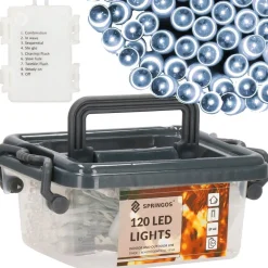 springos Kerstlichtsnoeren^ Kerstverlichting - Batterij - Afstandsbediening - 9 M - 120 Led - Koel Wit