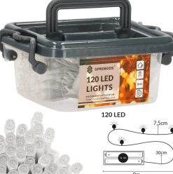 springos Kerstlichtsnoeren^ Kerstverlichting - Batterij - Afstandsbediening - 9 M - 120 Led - Koel Wit