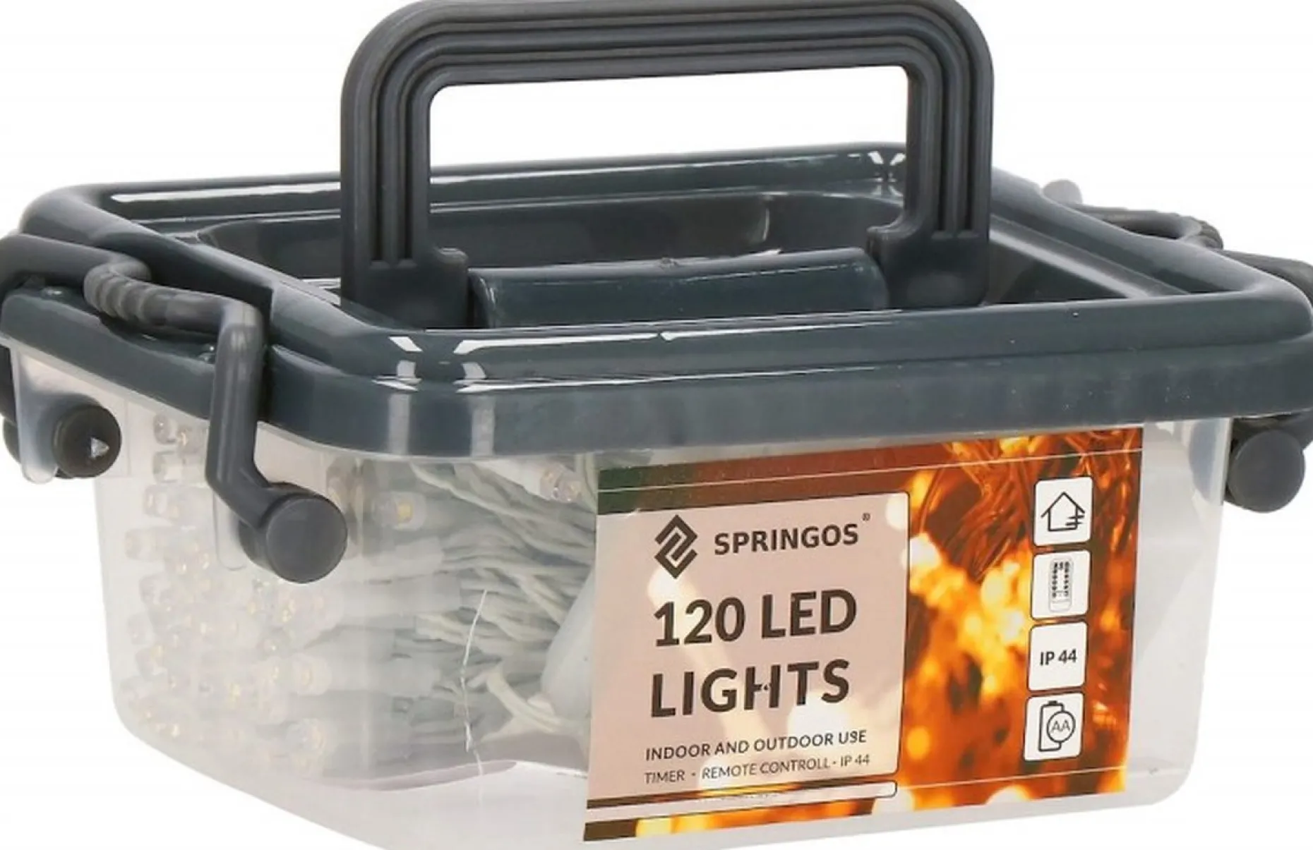 springos Kerstlichtsnoeren^ Kerstverlichting - Batterij - Afstandsbediening - 9 M - 120 Led - Koel Wit