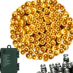 springos Kerstlichtsnoeren^ Kerstverlichting | 10,5 M | Batterij | 100 Led | Warm Wit
