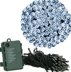 springos Kerstlichtsnoeren^ Kerstverlichting | 10,5 M | Batterij | 100 Led | Koel Wit