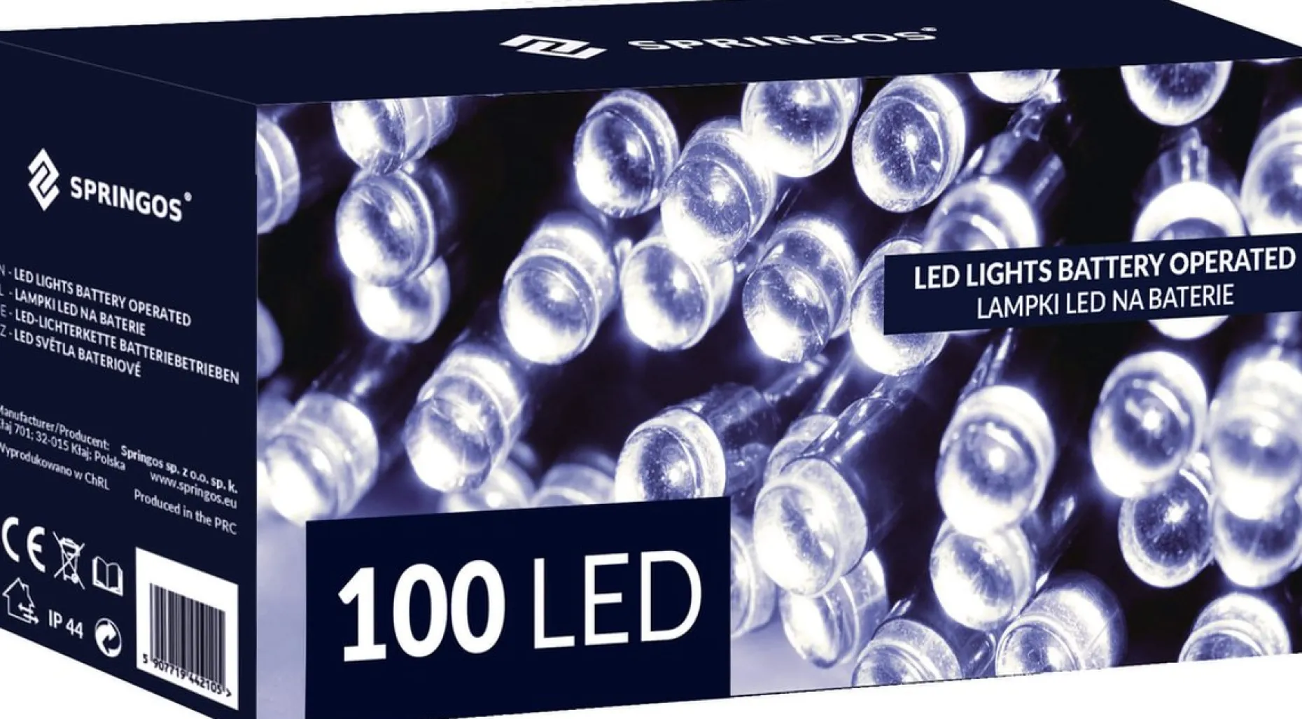 springos Kerstlichtsnoeren^ Kerstverlichting | 10,5 M | Batterij | 100 Led | Koel Wit