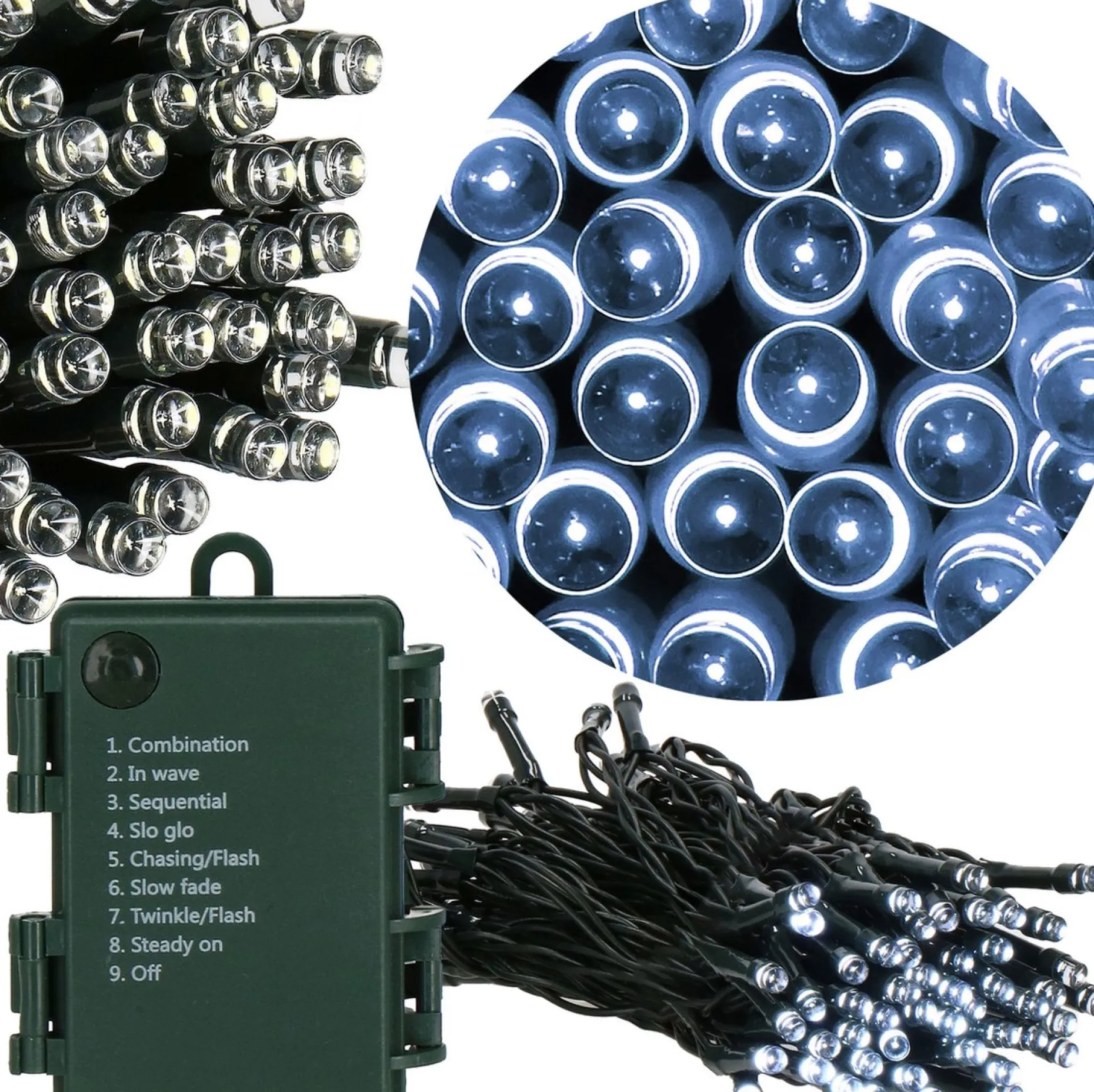 springos Kerstlichtsnoeren^ Kerstverlichting | 10,5 M | Batterij | 100 Led | Koel Wit