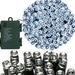 springos Kerstlichtsnoeren^ Kerstverlichting | 10,5 M | Batterij | 100 Led | Koel Wit