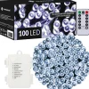 springos Kerstlichtsnoeren^ Kerstverlichting | 10,5 M | Batterij | Afstandsbediening | 100 Led | Koel Wit