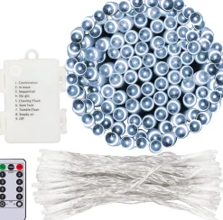 springos Kerstlichtsnoeren^ Kerstverlichting | 10,5 M | Batterij | Afstandsbediening | 100 Led | Koel Wit