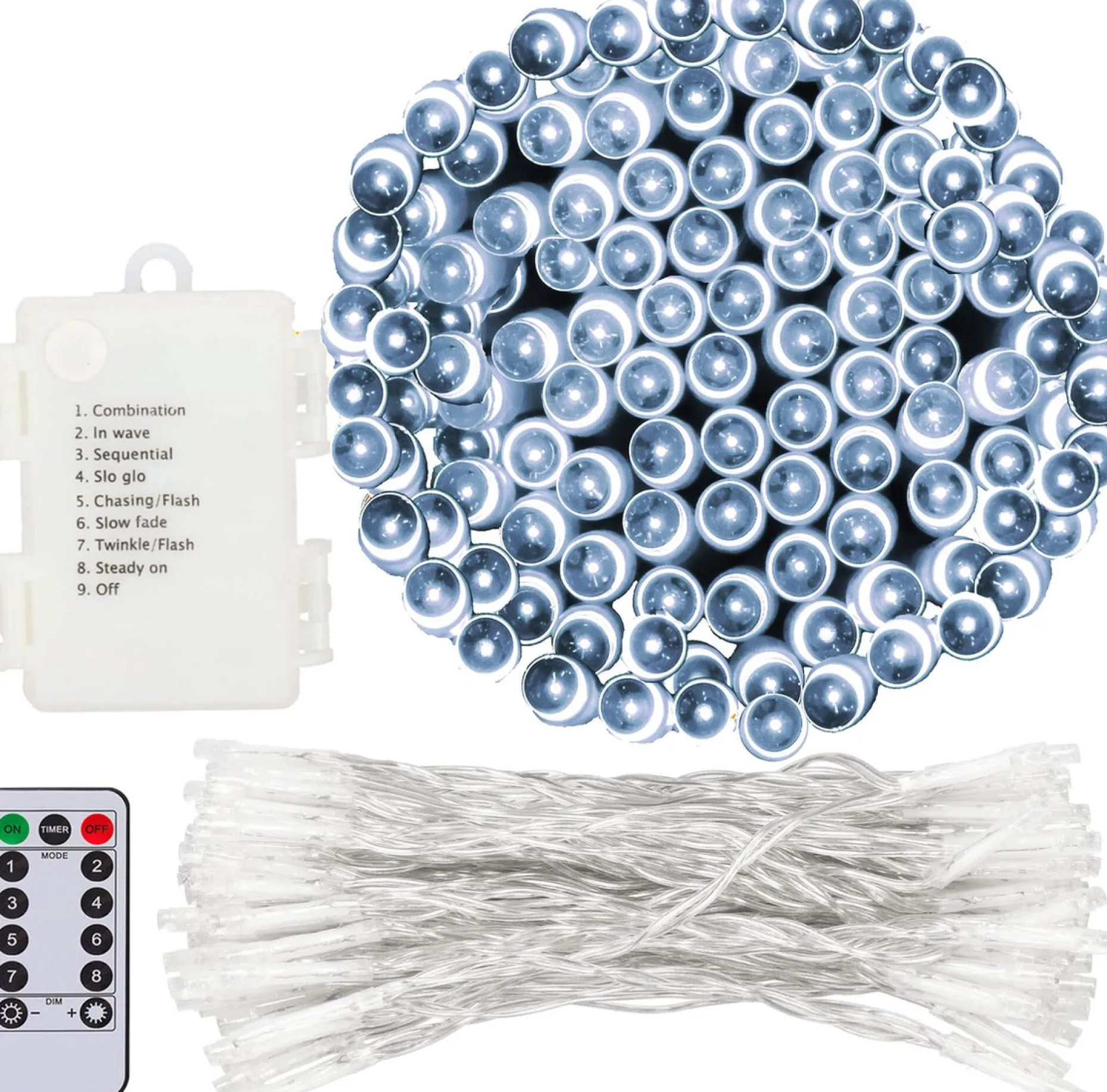 springos Kerstlichtsnoeren^ Kerstverlichting | 10,5 M | Batterij | Afstandsbediening | 100 Led | Koel Wit