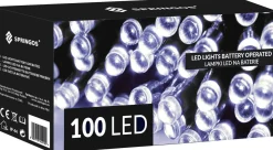 springos Kerstlichtsnoeren^ Kerstverlichting | 10,5 M | Batterij | Afstandsbediening | 100 Led | Koel Wit