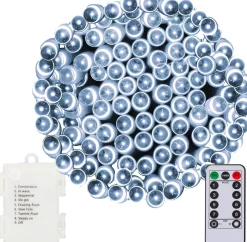 springos Kerstlichtsnoeren^ Kerstverlichting | 10,5 M | Batterij | Afstandsbediening | 100 Led | Koel Wit