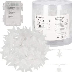 springos Kerstlichtsnoeren^ Kerstverlichting - Ster - Binnen & Buiten - 5 M - Batterij - 50 Led - Warm Wit