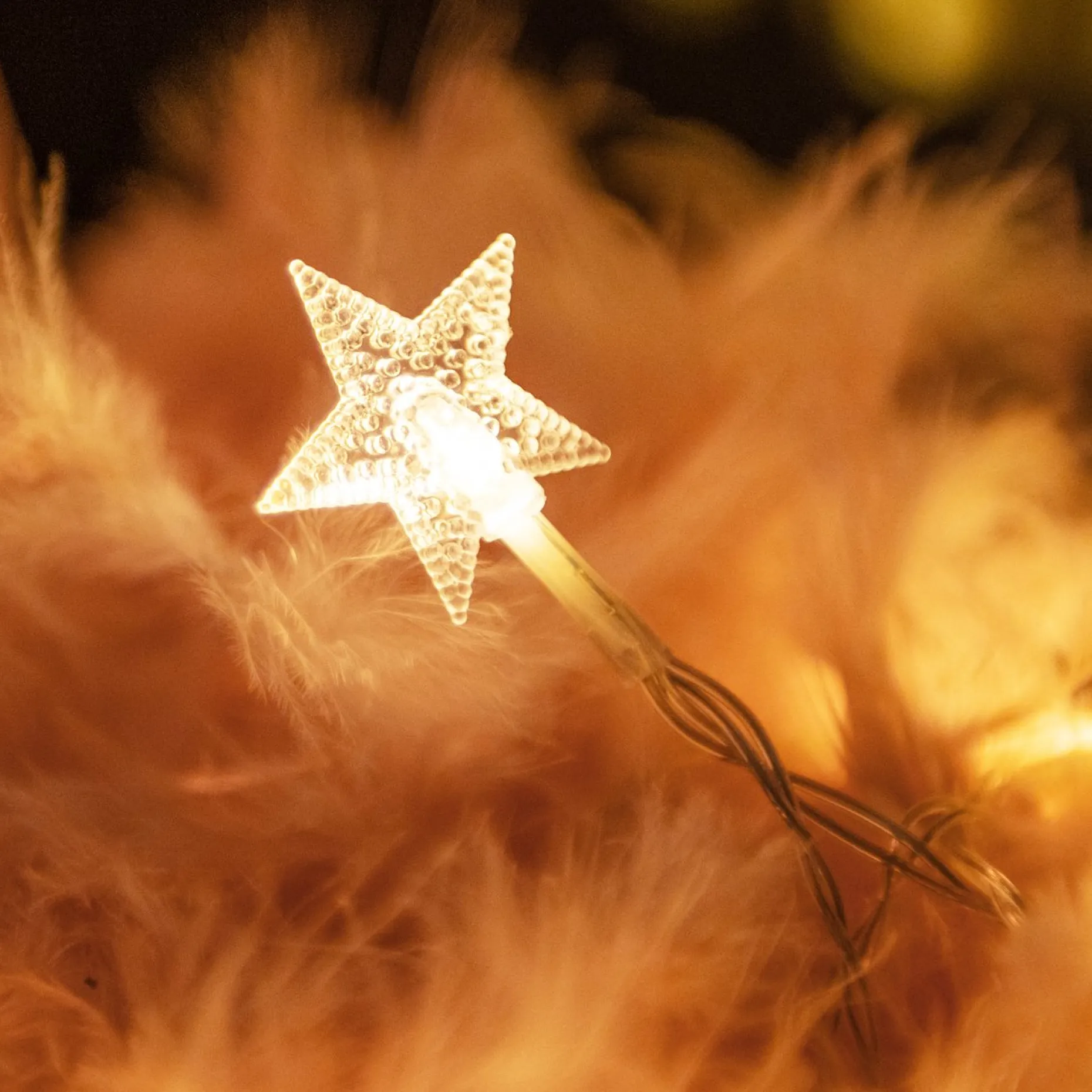 springos Kerstlichtsnoeren^ Kerstverlichting - Ster - Binnen & Buiten - 5 M - Batterij - 50 Led - Warm Wit