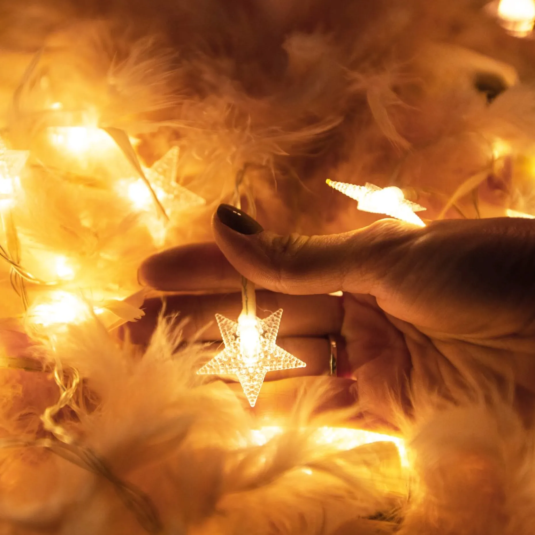 springos Kerstlichtsnoeren^ Kerstverlichting - Ster - Binnen & Buiten - 5 M - Batterij - 50 Led - Warm Wit