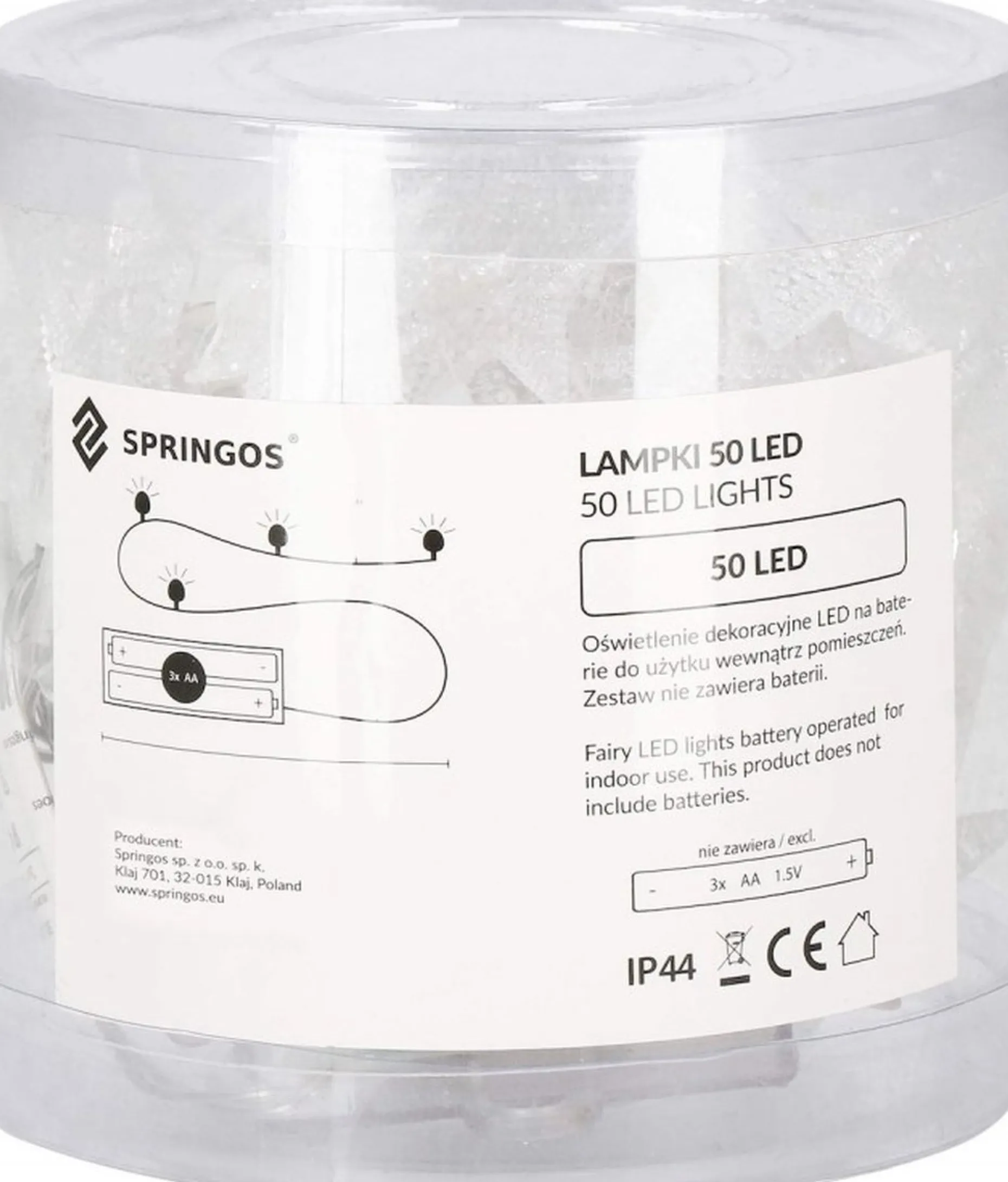 springos Kerstlichtsnoeren^ Kerstverlichting - Ster - Binnen & Buiten - 5 M - Batterij - 50 Led - Warm Wit