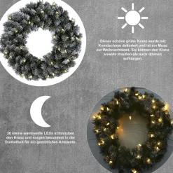 Star Trading Kerstkrans Voor Deur | Kerstkrans Met Verlichting 50 Cm | Led-Krans Kerstmis | Verlichte Kransdeco | Kerstkrans Deurkrans | Kerstkrans Led | Krans Deur Kerst Best