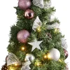Star Trading Kunstkerstbomen^ Noel Kunstkerstboom Van, Kleine Kerstboom Met Kerstboomversiering Led-Lichtsnoeren En Timer In Groen, Zilver En Roze Voor Binnen, Warm Wit, Werkt Op Batterijen, Hoogte: 45 Cm