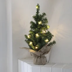 Star Trading Kunstkerstbomen^ Toppy Kunstkerstboom Van, Kleine Kerstboom In Het Groen Met Led-Lichtketting En Timer Voor Binnen, Warm Wit, Werkt Op Batterijen, Hoogte: 45 Cm