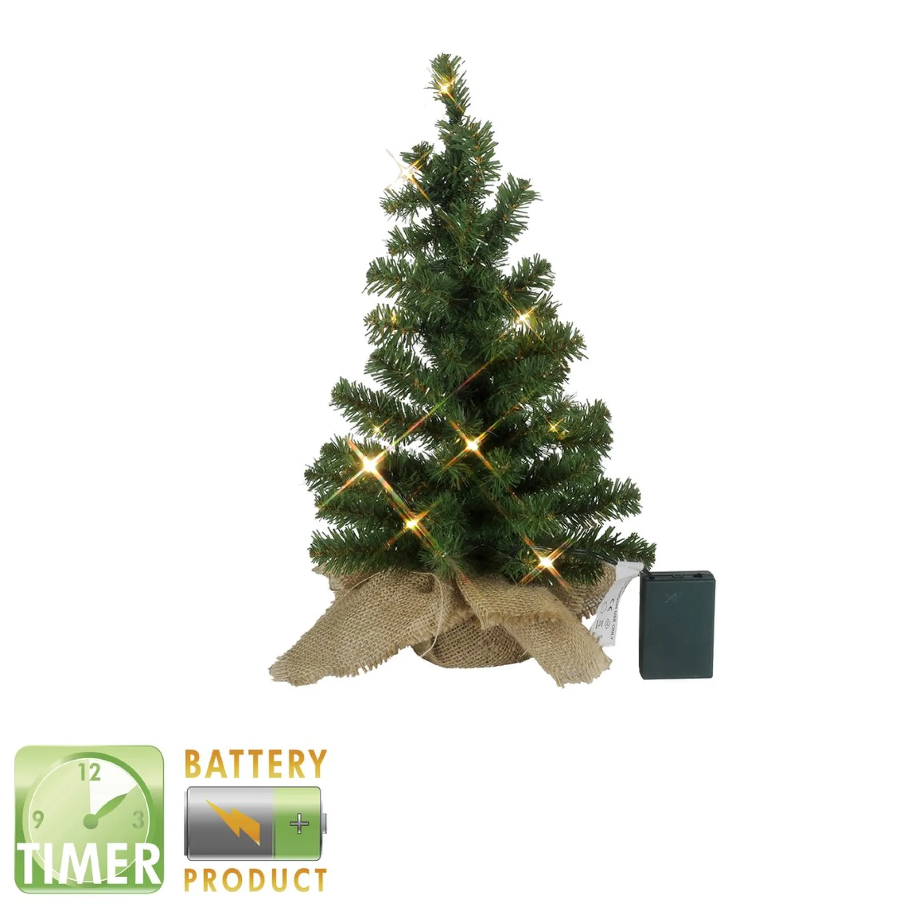 Star Trading Kunstkerstbomen^ Toppy Kunstkerstboom Van, Kleine Kerstboom In Het Groen Met Led-Lichtketting En Timer Voor Binnen, Warm Wit, Werkt Op Batterijen, Hoogte: 45 Cm