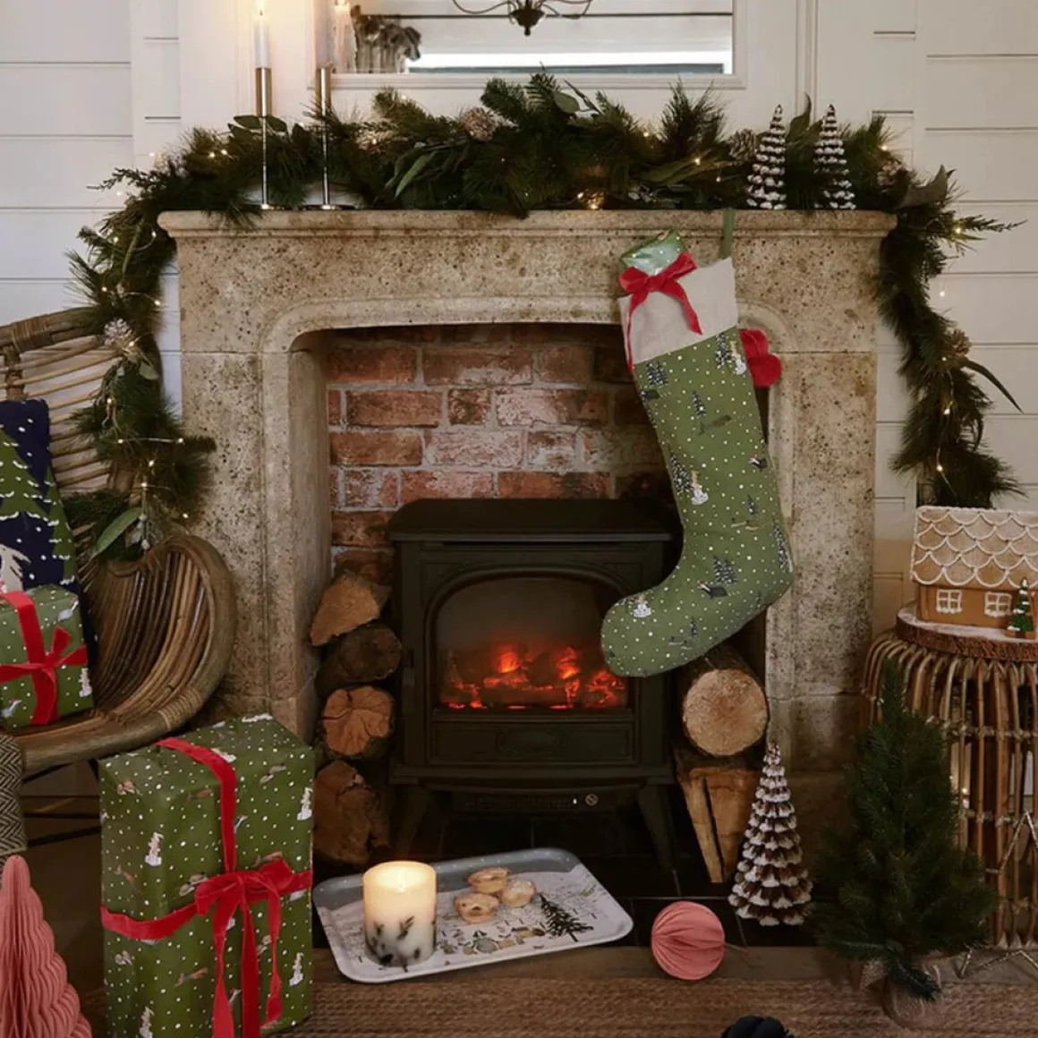 Sophie Allport Stijlvolle Decoratie Kerstsok Van - Feestelijke Bos - Grote Christmas Stocking Hot