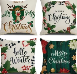SUNMOOL Kerst Kussenhoes - Kussenhoes - Pillow Cover - 45 X 45Cm 4Stuks Online