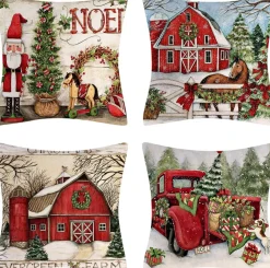 SUNMOOL Kerst Kussenhoes - Kussenhoes - Pillow Cover - 45 X 45Cm 4Stuks Type D Best