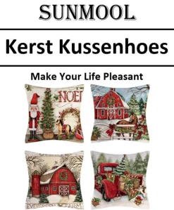 SUNMOOL Kerst Kussenhoes - Kussenhoes - Pillow Cover - 45 X 45Cm 4Stuks Type D Best
