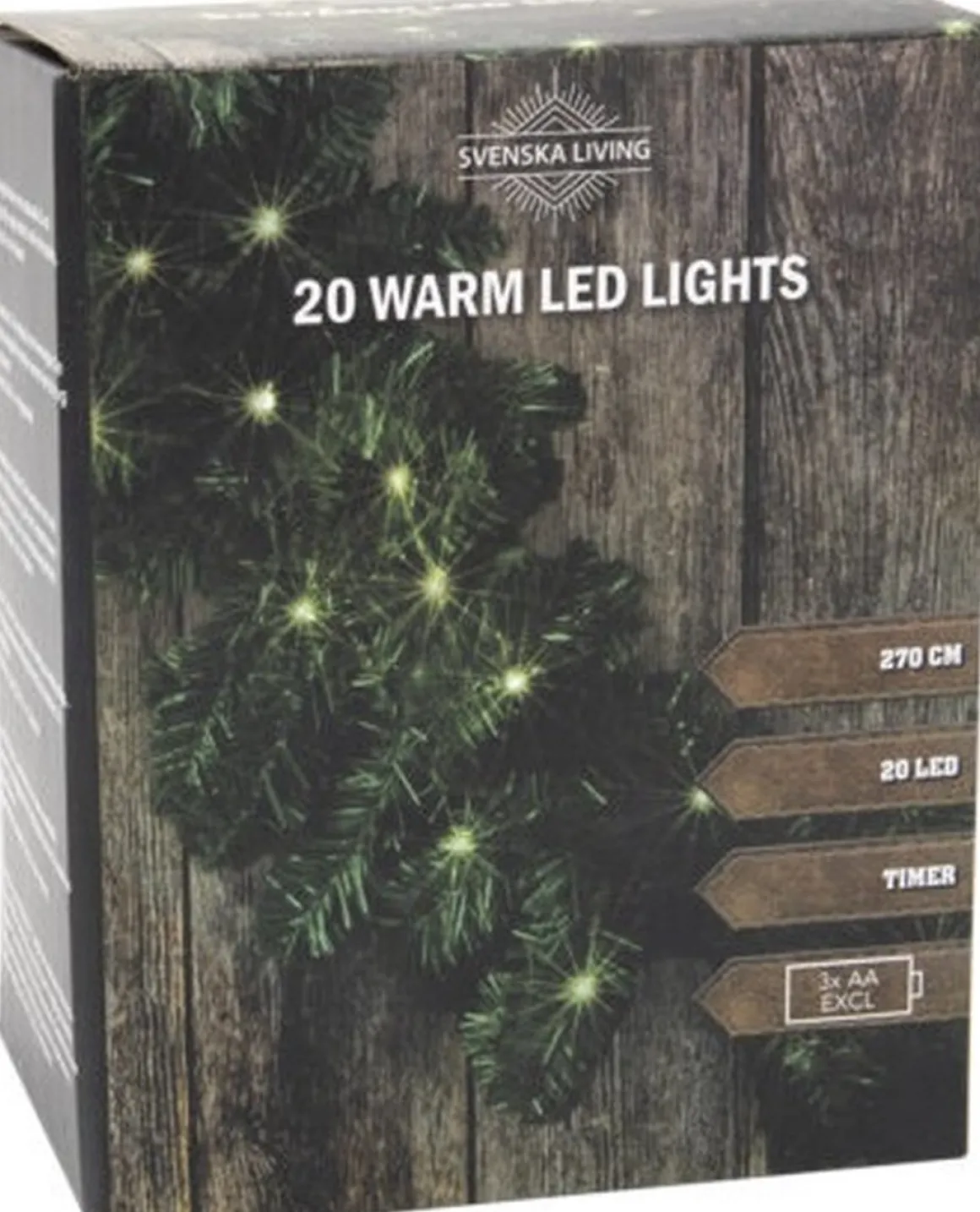 Svenska Living Kerstslinger 270 Cm - 20 Led's Met Timer - Groen Clearance