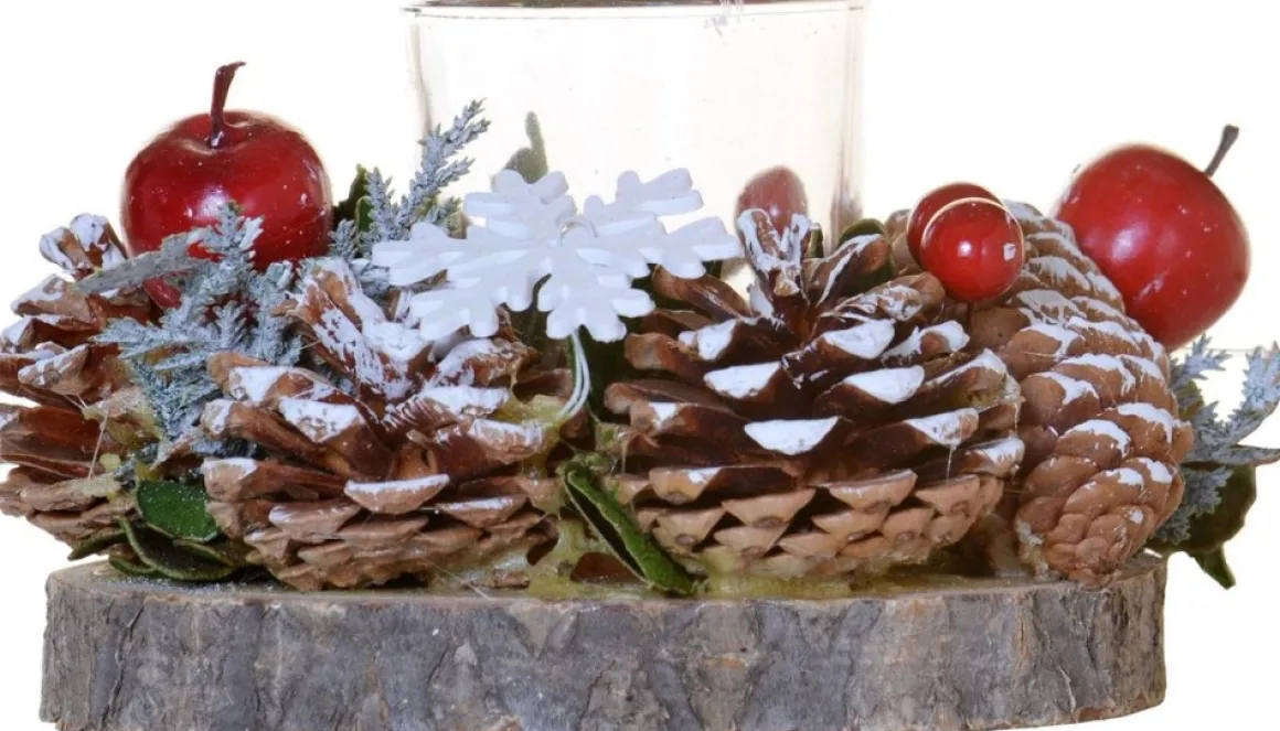 TotalPress Tealight Holder Pinecone Snowflake D15 H10Cm Multicolour | Kerst | Kerststukje| Decoratie Best