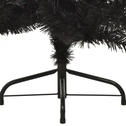The Living Store Decoratieve Kerstbomen^ Halve Kunstkerstboom - 150 Cm - Pvc/Staal Zwart