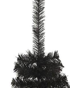 The Living Store Decoratieve Kerstbomen^ Halve Kunstkerstboom - 150 Cm - Pvc/Staal Zwart