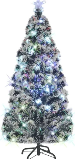 The Living Store Decoratieve Kerstbomen^ Kerstboom - Groen Glasvezel En Staal - 180 Cm - 220 Takken - Led Verlichting