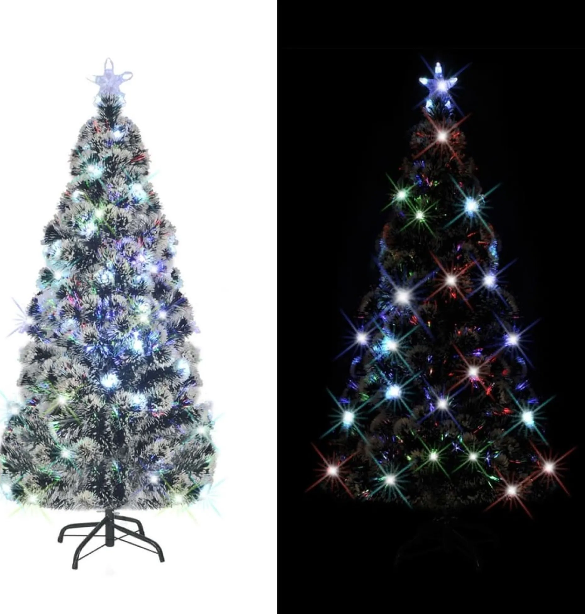 The Living Store Decoratieve Kerstbomen^ Kerstboom - Groen Glasvezel En Staal - 180 Cm - 220 Takken - Led Verlichting