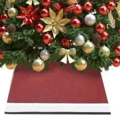 The Living Store Kerstboomstandaarden^ Kerstboomkraag - Rood/Wit - 25Cm - Stof/Karton