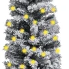 The Living Store Decoratieve Kerstbomen^ Kerstboom Met Led's En Sneeuwvlokken Smal 210 Cm Pvc Groen - Decoratieve Kerstboom