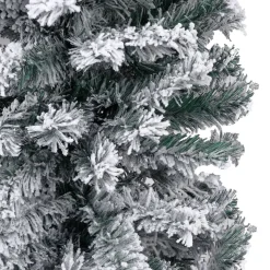 The Living Store Decoratieve Kerstbomen^ Kerstboom Met Led's En Sneeuwvlokken Smal 210 Cm Pvc Groen - Decoratieve Kerstboom