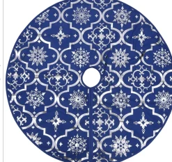 The Living Store Kerstboomstandaarden^ Kerstboomrok Luxe Met Sok 122 Cm Stof Kerstboomrok Blauw