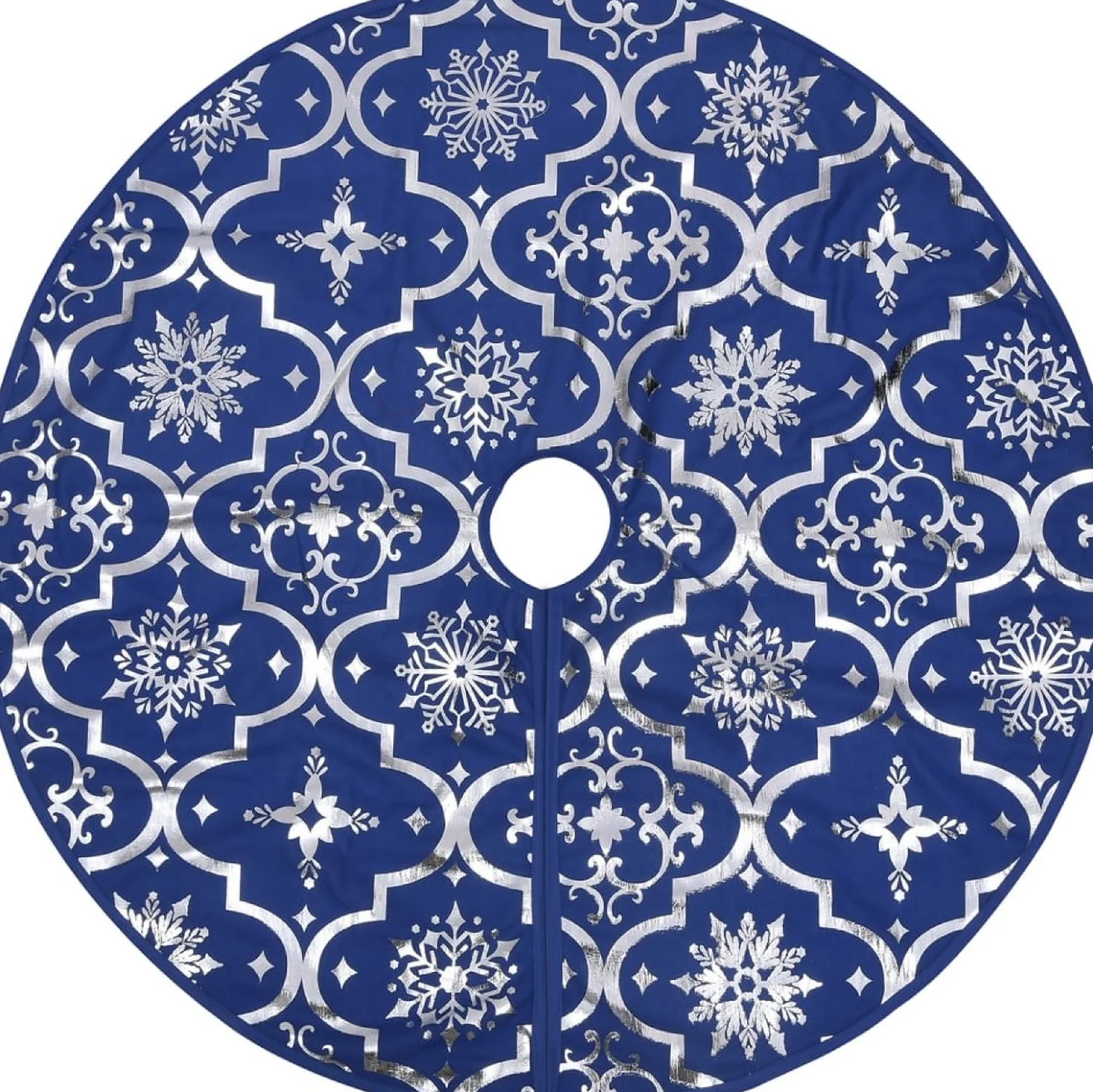 The Living Store Kerstboomstandaarden^ Kerstboomrok 90 Cm - Met Sneeuwpatroon - Inclusief Kerstsok Blauw