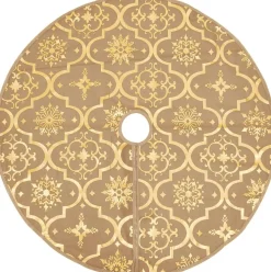 The Living Store Kerstboomstandaarden^ Kerstboomrok 90 Cm Diameter - Met Sneeuwpatroon - Inclusief Kerstsok Geel