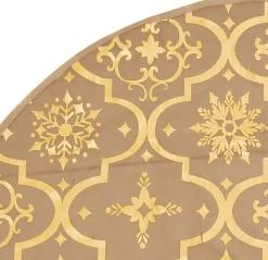 The Living Store Kerstboomstandaarden^ Kerstboomrok 90 Cm Diameter - Met Sneeuwpatroon - Inclusief Kerstsok Geel