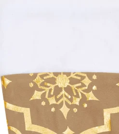 The Living Store Kerstboomstandaarden^ Kerstboomrok 90 Cm Diameter - Met Sneeuwpatroon - Inclusief Kerstsok Geel