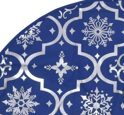 The Living Store Kerstboomstandaarden^ Kerstboomrok 150 Cm Diameter - Met Sneeuwpatroon - Inclusief Kerstsok Blauw