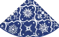 The Living Store Kerstboomstandaarden^ Kerstboomrok 150 Cm Diameter - Met Sneeuwpatroon - Inclusief Kerstsok Blauw