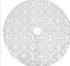 The Living Store Kerstboomstandaarden^ Kerstboomrok Sneeuwpatroon 150 Cm - Inclusief Kerstsok Wit
