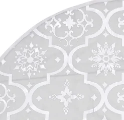 The Living Store Kerstboomstandaarden^ Kerstboomrok Sneeuwpatroon 150 Cm - Inclusief Kerstsok Wit