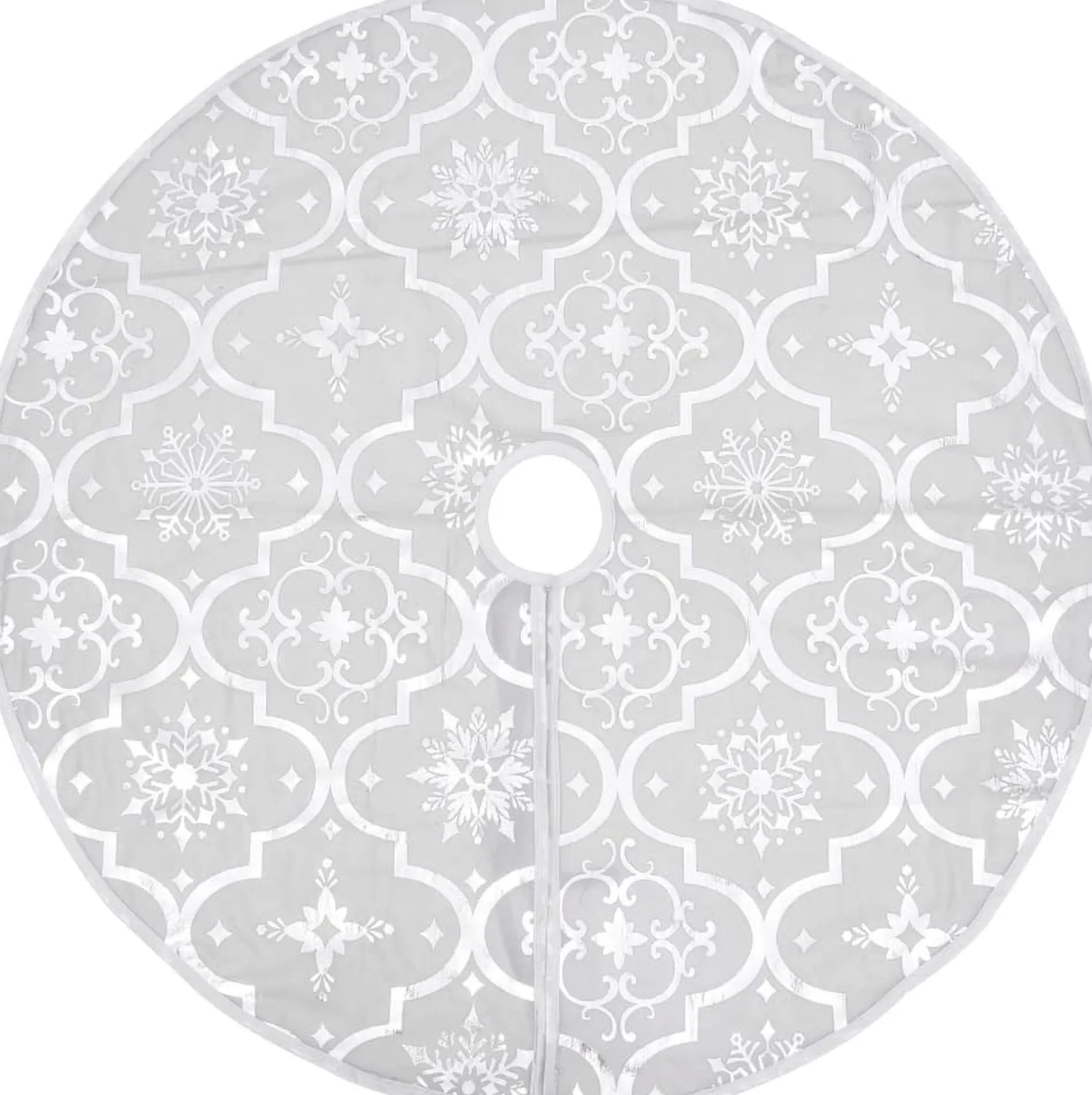 The Living Store Kerstboomstandaarden^ Kerstboomrok Sneeuwpatroon 150 Cm - Inclusief Kerstsok Wit