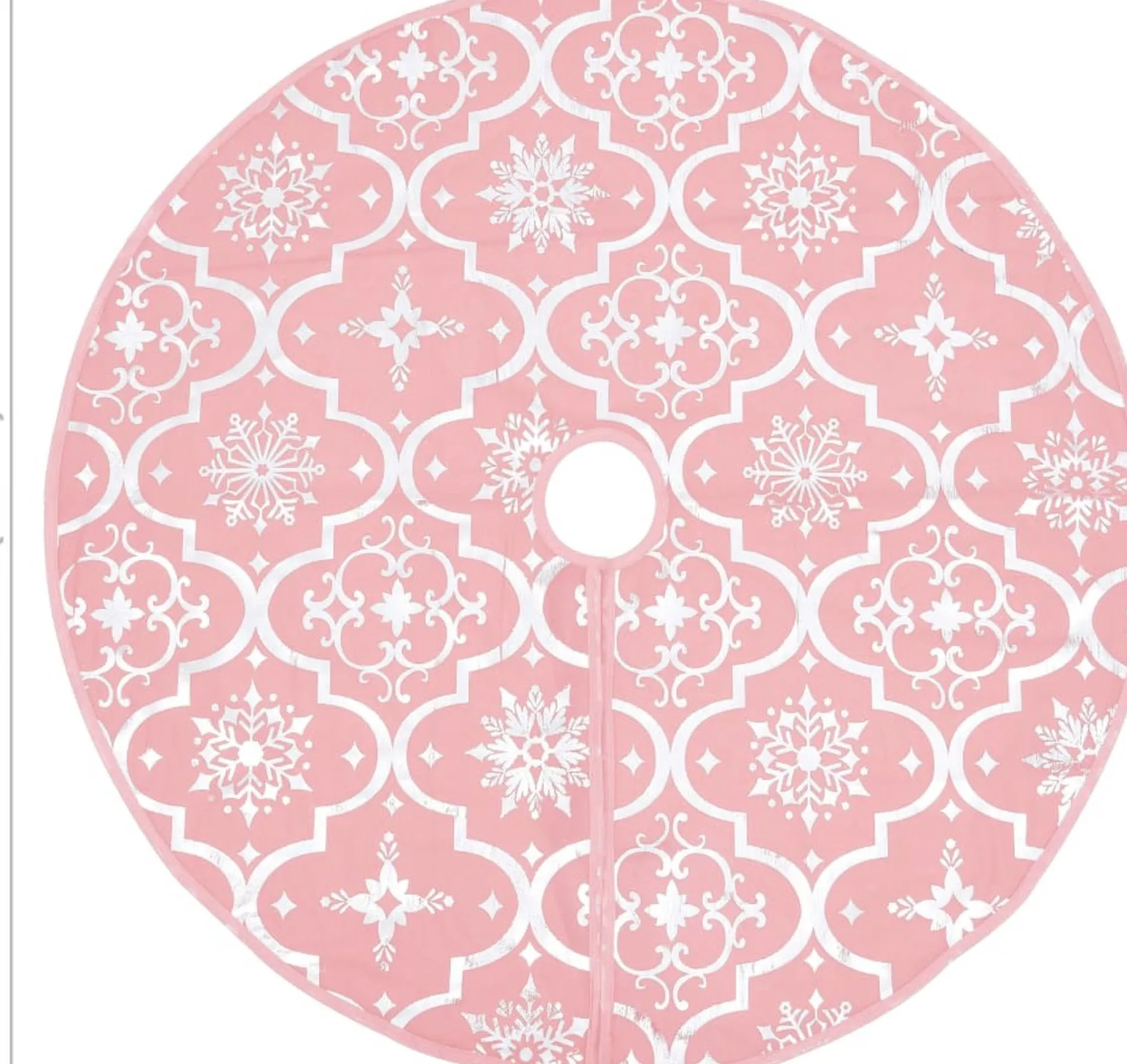 The Living Store Kerstboomstandaarden^ Kerstboomrok 90 Cm - Met Sneeuwpatroon - Inclusief Kerstsok Roze