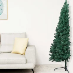 The Living Store Decoratieve Kerstbomen^ Kunstkerstboom - Halve Boom - 150 Cm - Pvc Groen