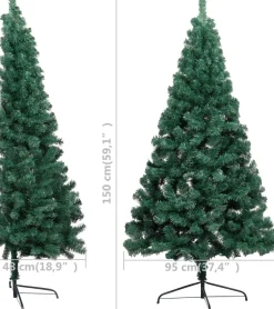 The Living Store Decoratieve Kerstbomen^ Kunstkerstboom - Halve Boom - 150 Cm - Pvc Groen