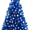 The Living Store Decoratieve Kerstbomen^ Kunstkerstboom - Blauw - 120 Cm - Pvc - Led-Verlichting